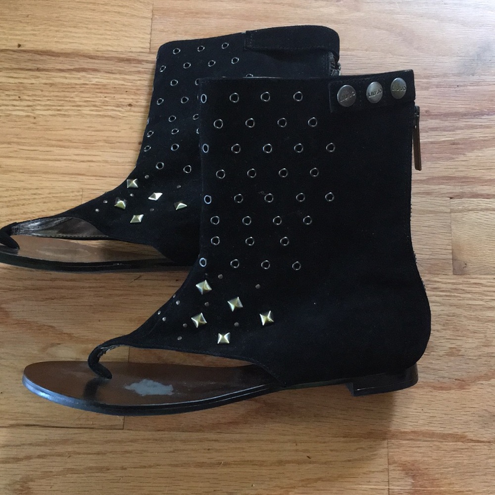 Liu-Jo black suede studded bootie sandles